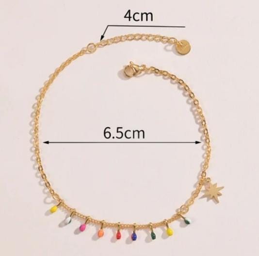 Colorful single star anklet