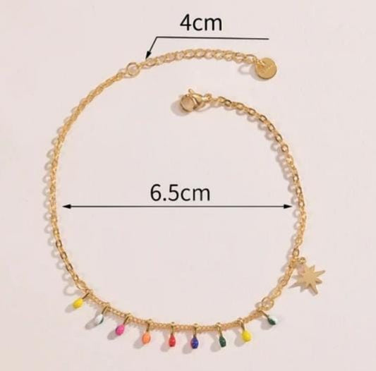 Colorful single star anklet